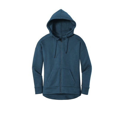 NEW SEI-District® Women’s Perfect Weight® Fleece Drop Shoulder Full-Zip Hoodie-Heathered Poseidon Blue