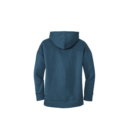 NEW SEI-District® Women’s Perfect Weight® Fleece Drop Shoulder Full-Zip Hoodie-Heathered Poseidon Blue