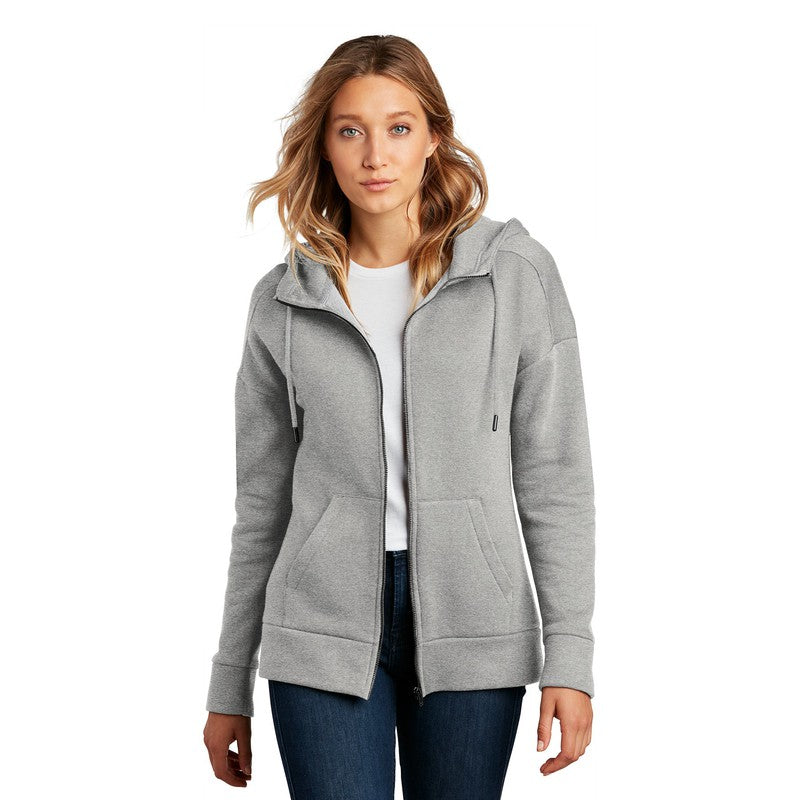 NEW SEI-District® Women’s Perfect Weight® Fleece Drop Shoulder Full-Zip Hoodie-Heathered Steel