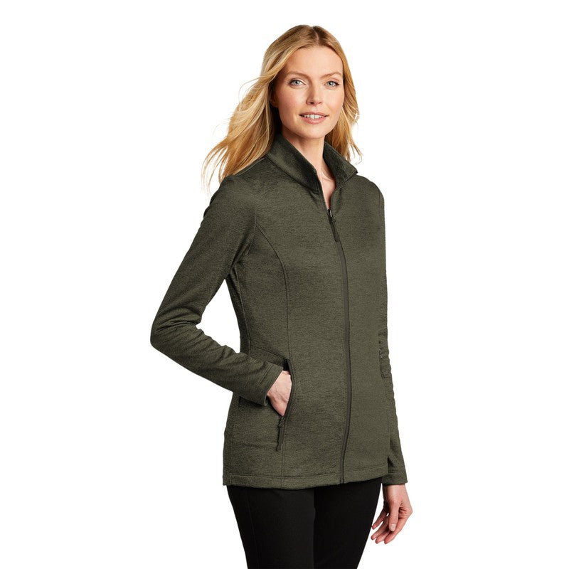 NEW SEI Ladies Collective Striated Fleece Jacket-Deep Olive Heather