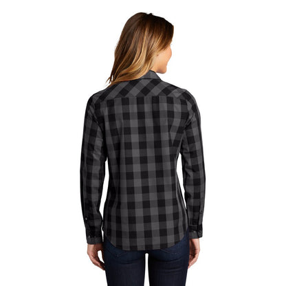 NEW SEI Ladies Everyday Plaid Shirt-Black