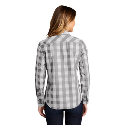 NEW SEI Ladies Everyday Plaid Shirt-Shadow Grey