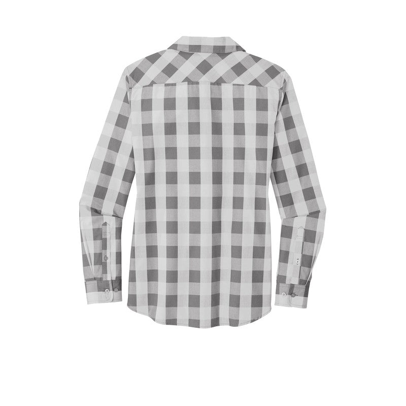 NEW SEI Ladies Everyday Plaid Shirt-Shadow Grey