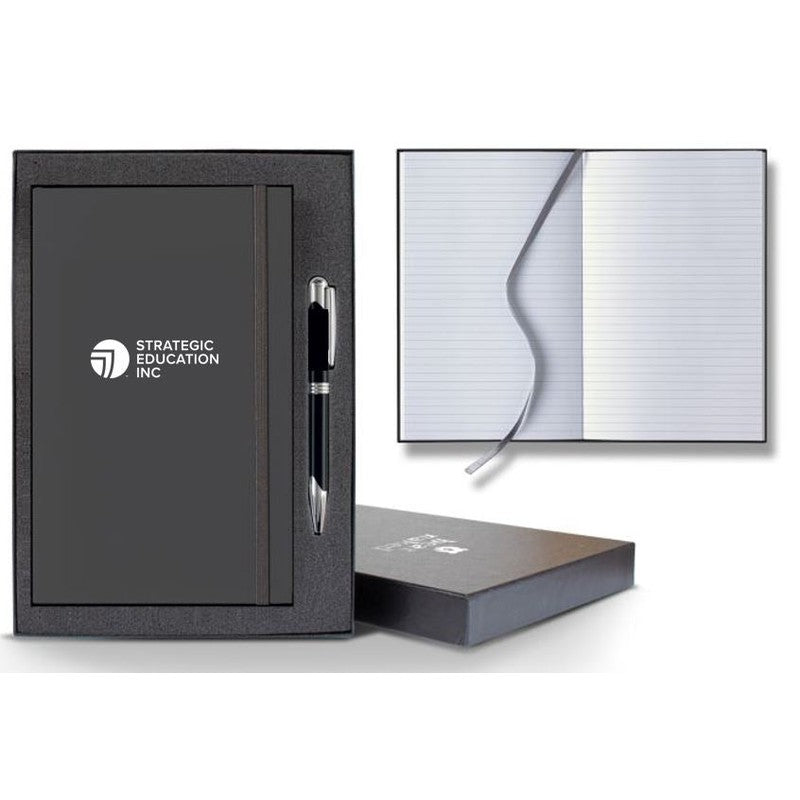 SEI Matra Banded Medium Journal w/Pen and Gift Box - Grey