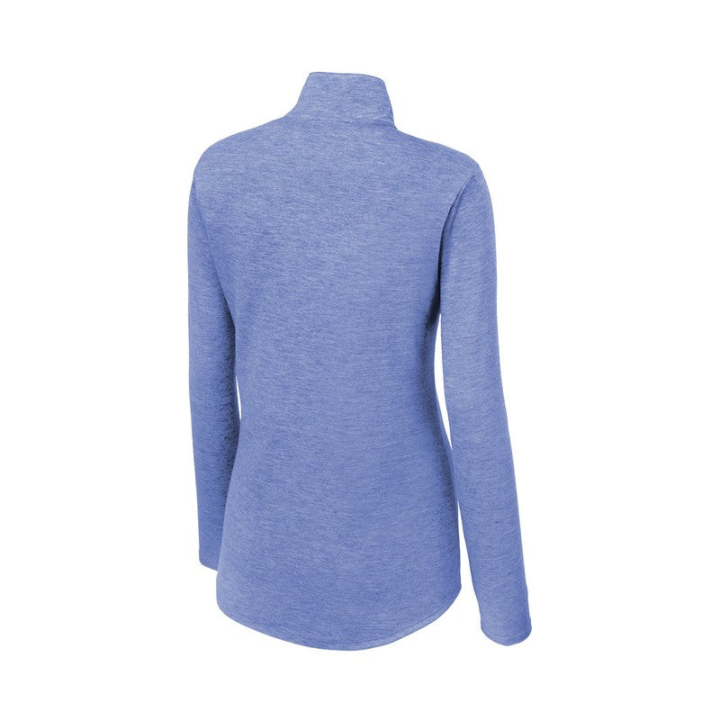 NEW SEI - Sport-Tek Ladies PosiCharge Tri-Blend Wicking 1/4-Zip Pullover - True Royal Heather