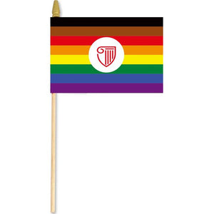 STRAYER LGBTQ+ Pride Flag 12" X 18"  WITH 24" STICK