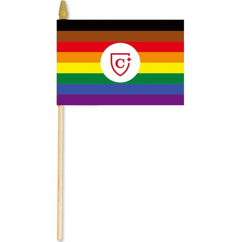 CAPELLA LGBTQ+ Pride Flag 12" X 18"  WITH 24" STICK