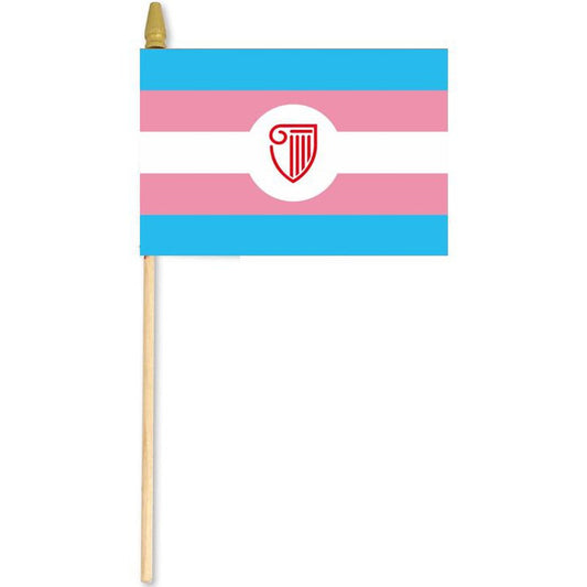 STRAYER Transgender Pride Flag 12" X 18"  WITH 24" STICK